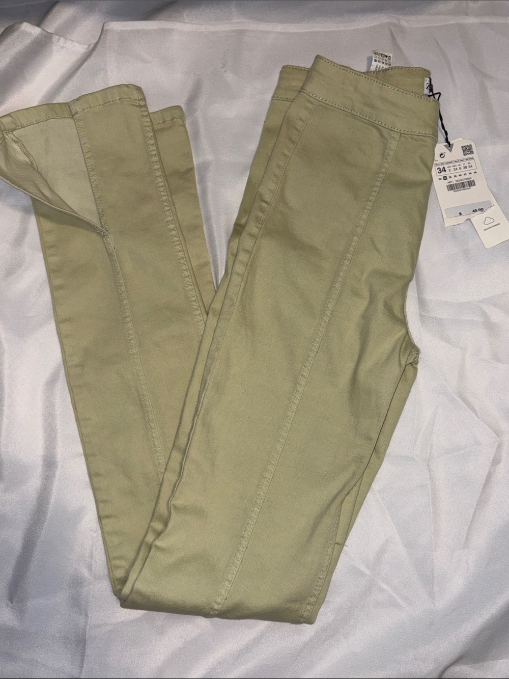 Zara Light Olive Green Stretch Jeans size 2